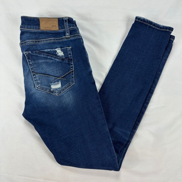 BKE Womens Stella Jeans Size 27 Distressed Low Rise Ankle Skinny Denim - Picture 1 of 10